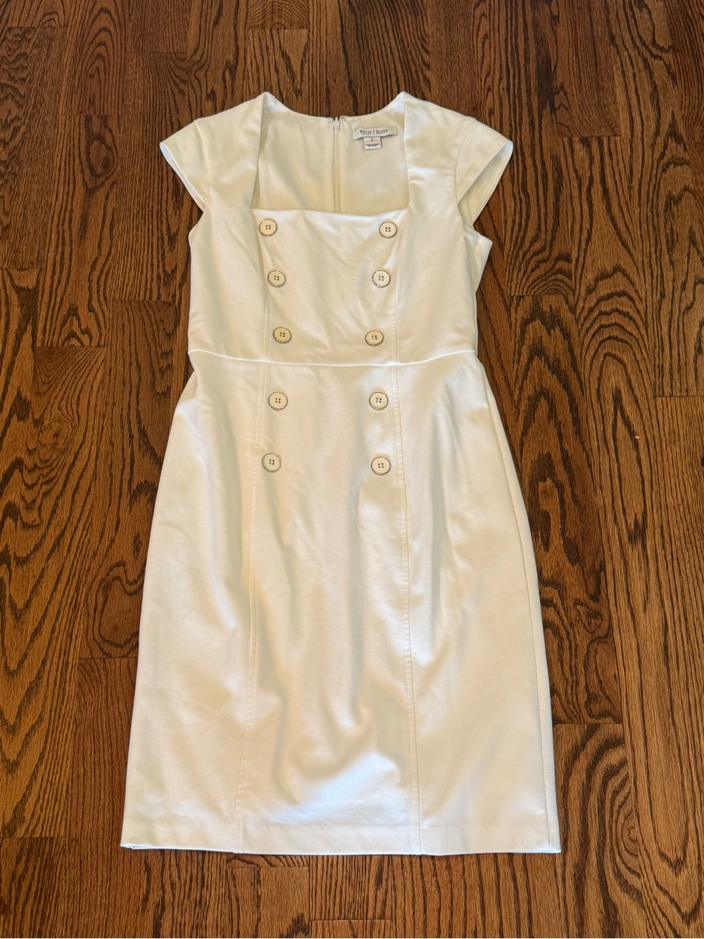 Cream Cap-Sleeve Sheath Dress